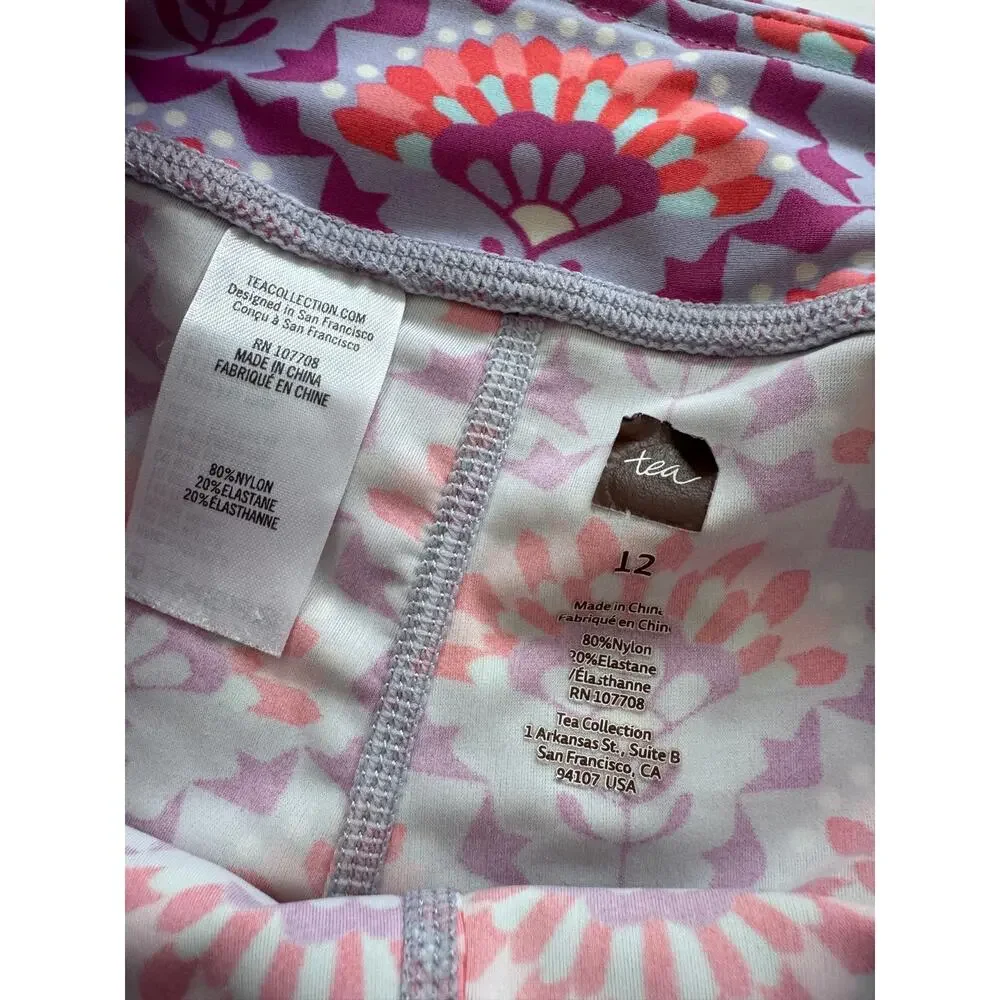 Tea Collection floral rashguard cropped swim pants